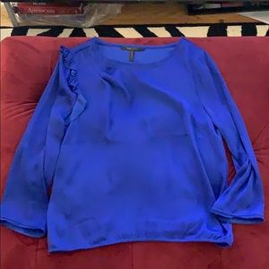 BCBG silk like blue longsleeve shirt size large